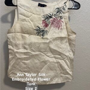 Ann Taylor Silk Floral Embroidered Tank Top